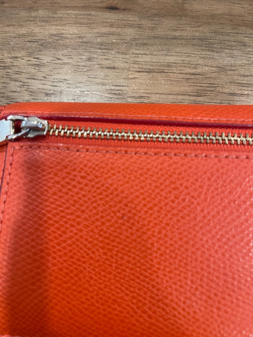 Coach Orange Leather Flap Wallet With Brown Signature Coach Interior - Picture 11 of 11